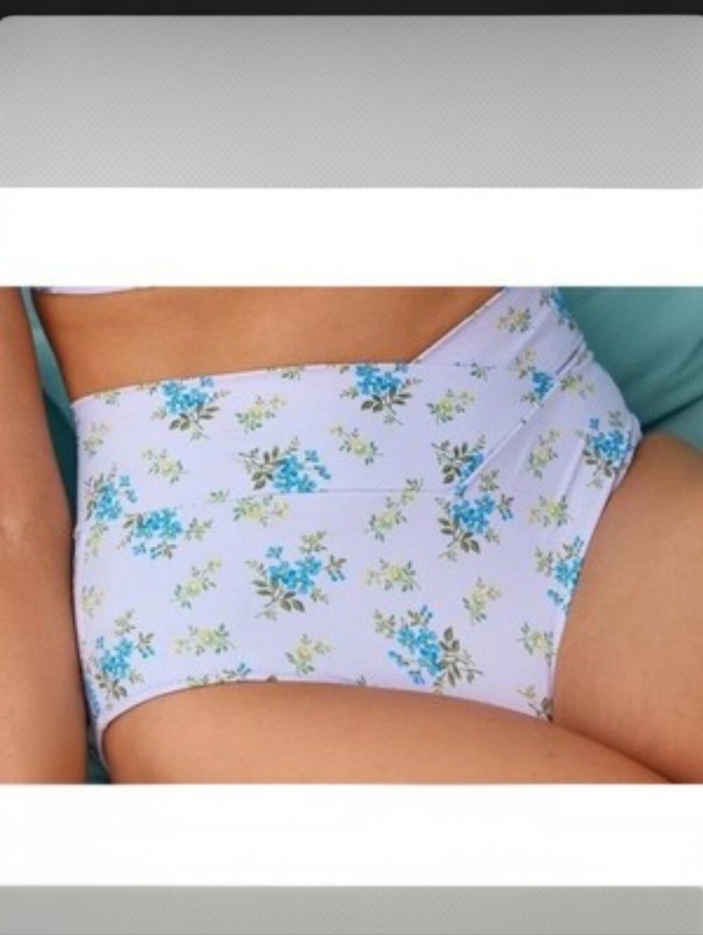 Aerie Light Blue Floral High-Waist Bikini Bottoms Size XL